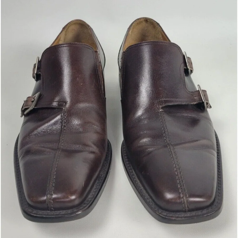 Mezlan‎ Mens Brown Leather Split Toe Double Monk Strap Dress Shoes Spain 8.5 M